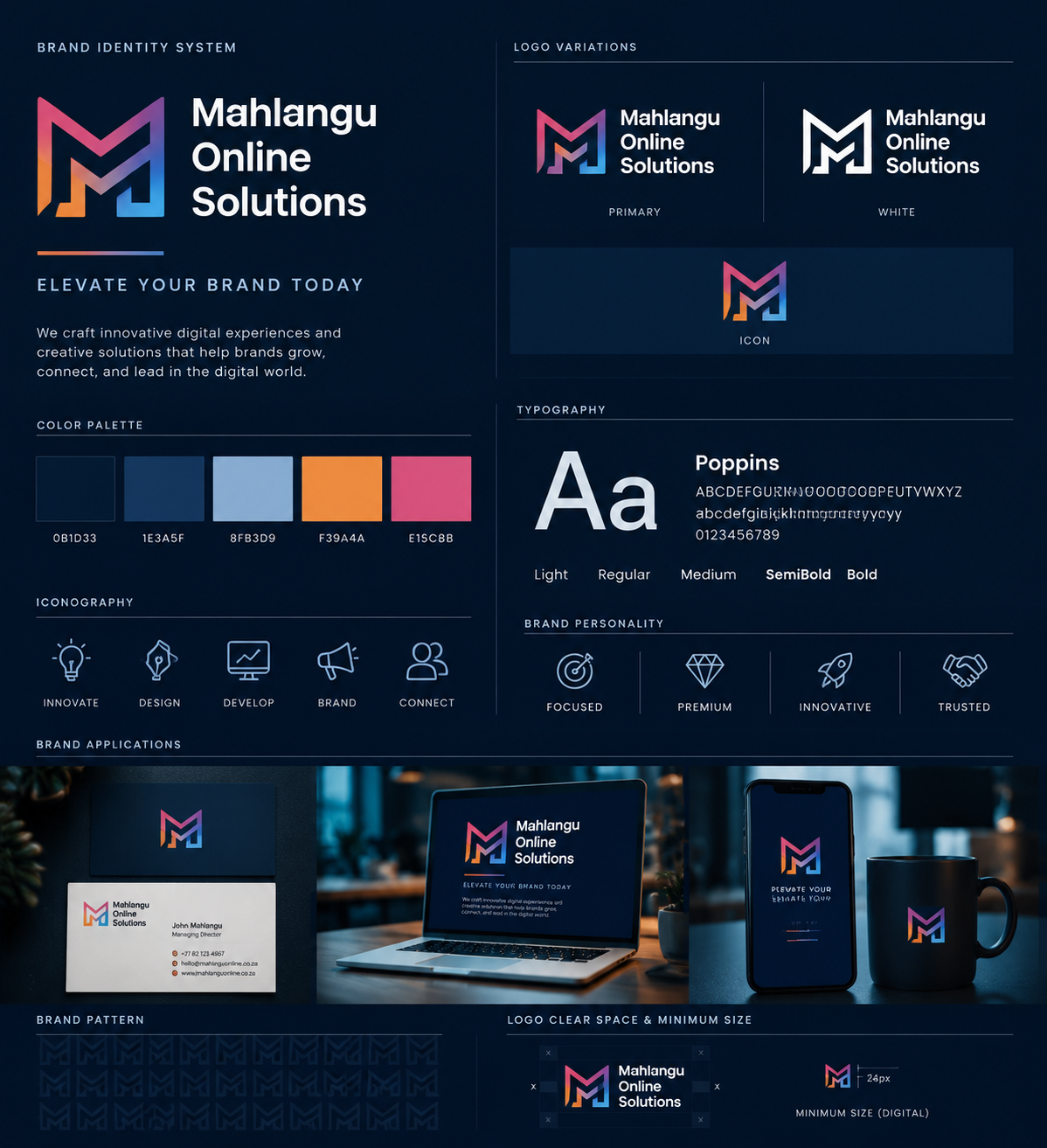 Mahlangu Online Solutions blue design services identity